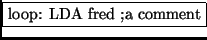\fbox{loop: LDA fred ;a comment}